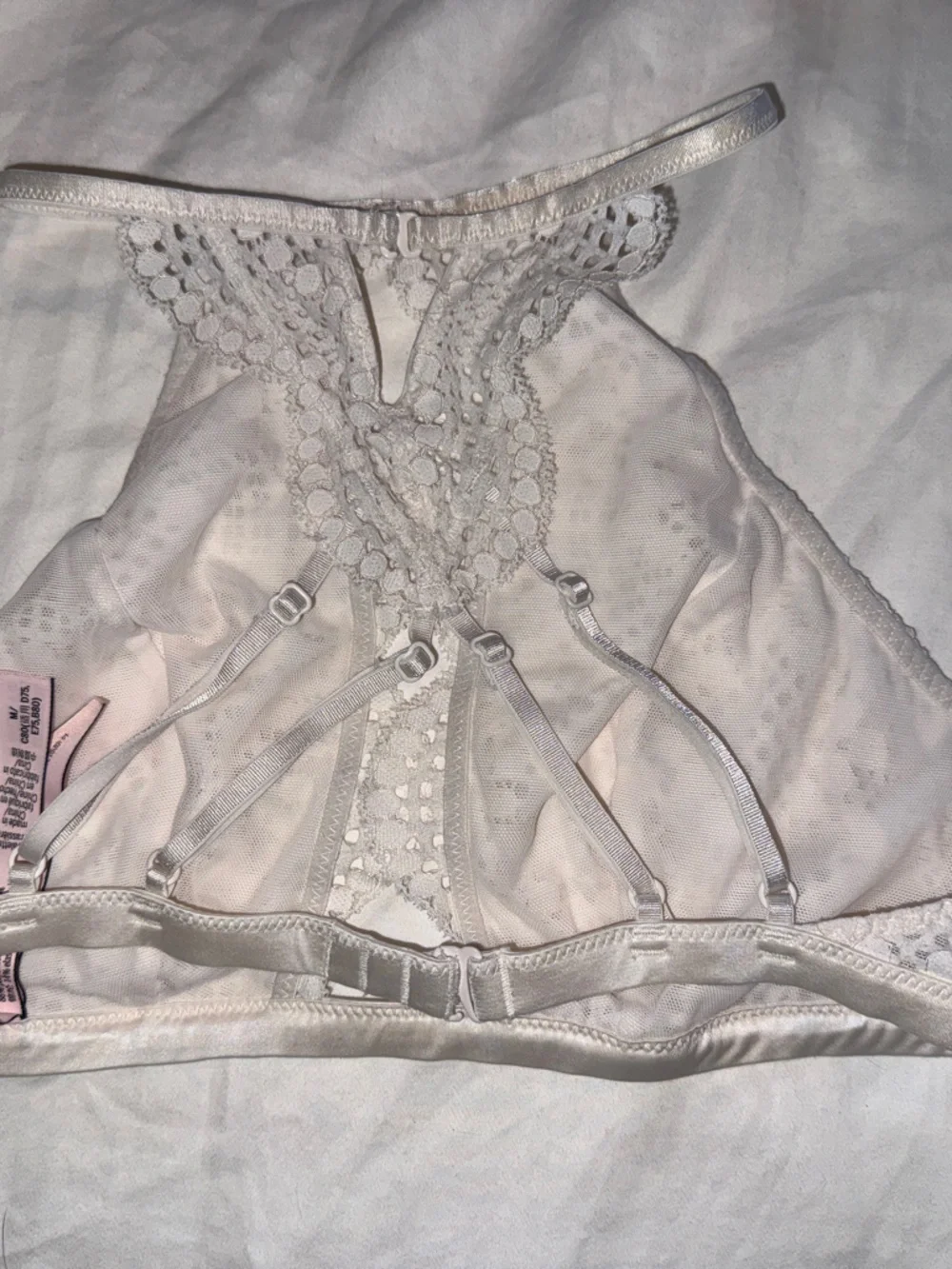 Victorias Secret bra no pads M adjustable straps Lace High-Neck Bralette White